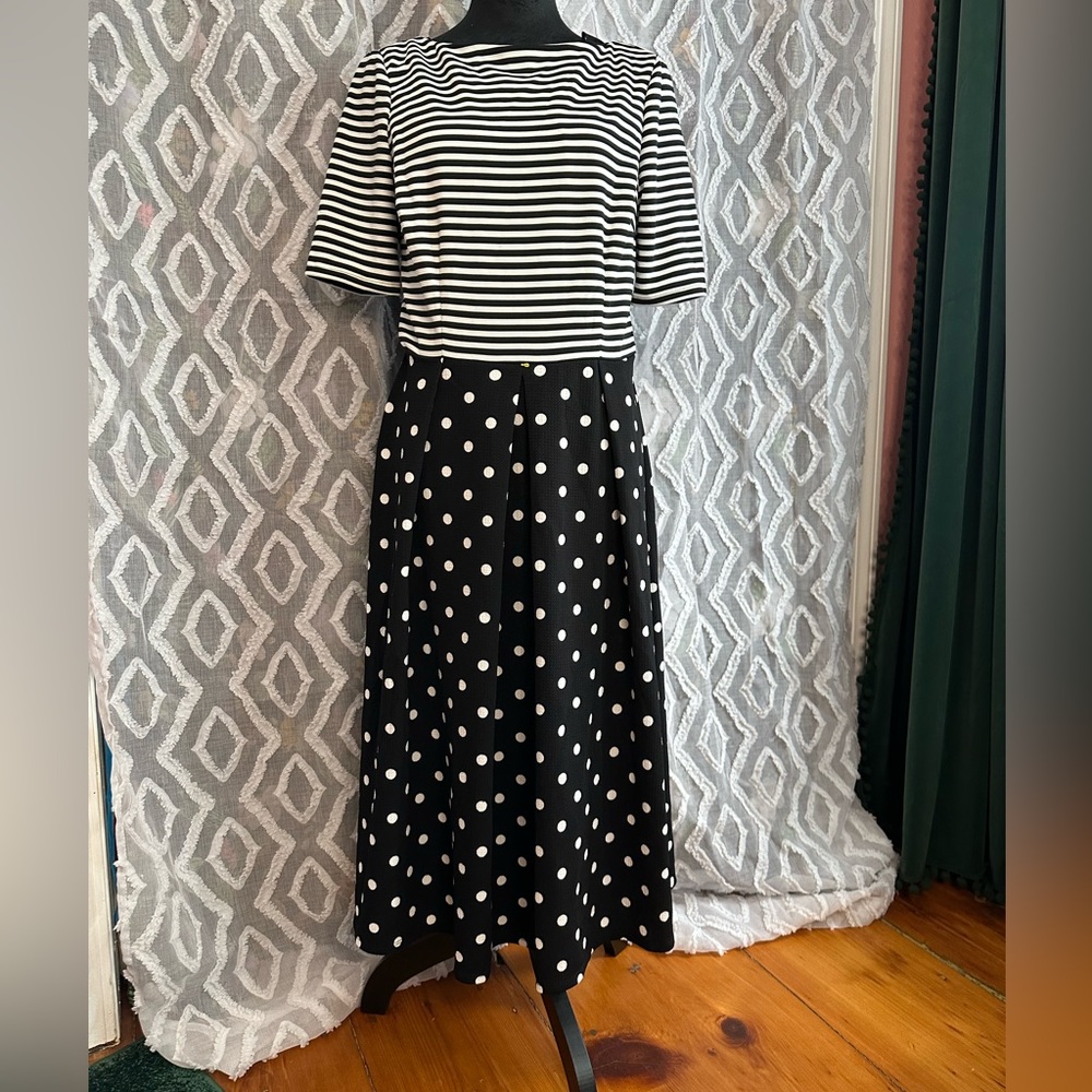 RM LL black and white stripes and polka dot dress